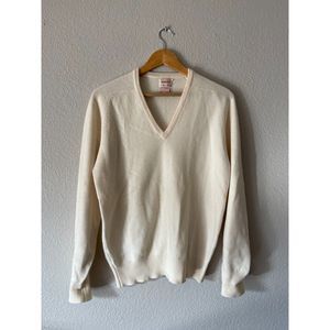 Vintage Alan Paine for Macy's 100% Cashmere Sweater, Made in England, White (M)